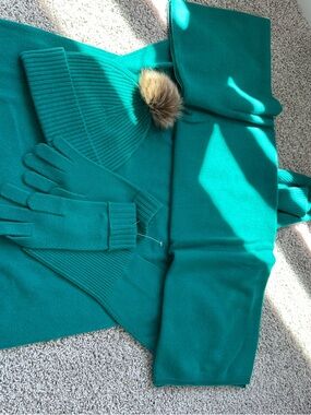 J. Jill Teal Cashmere Ribbed Hat